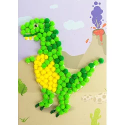 JE CREE MON TABLEAU EN POMPONS, DINO , 1