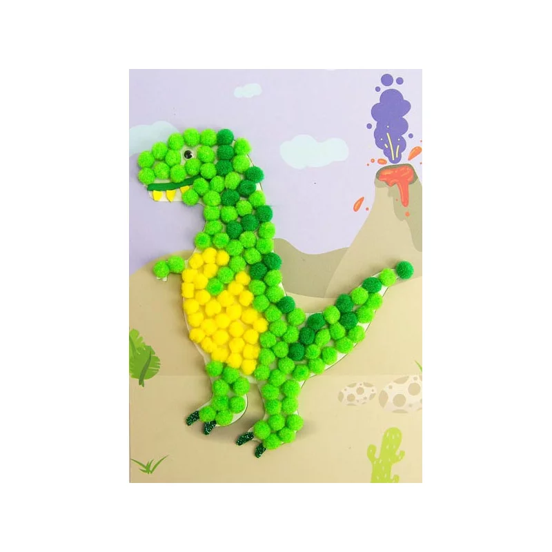 JE CREE MON TABLEAU EN POMPONS, DINO , 1