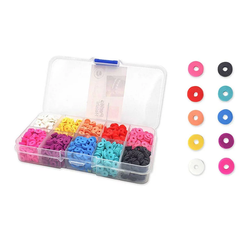 PERLES HEISHI, 10 COULEURS VIVES, D6cm