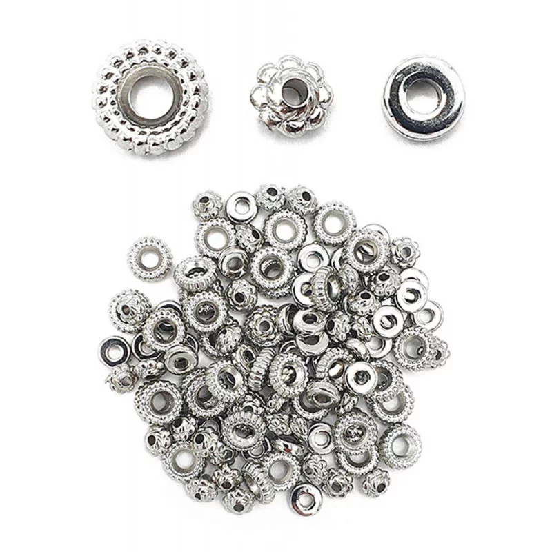 PERLES INTERCALAIRES HEISHI METAL ARGENT