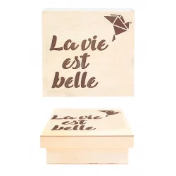 BOITE EN BOIS LA VIE EST BELLE LASER
