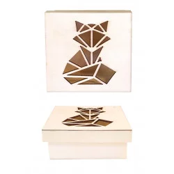 BOITE EN BOIS RENARD ORIGAMI LASER