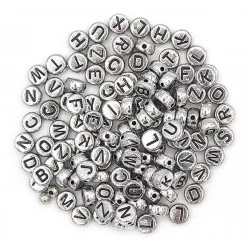PERLES RONDES ALPHABET METAL ARGENT