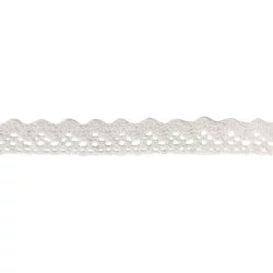 RUBAN DENTELLE COTON ADHESIF BLANC 1,5CM