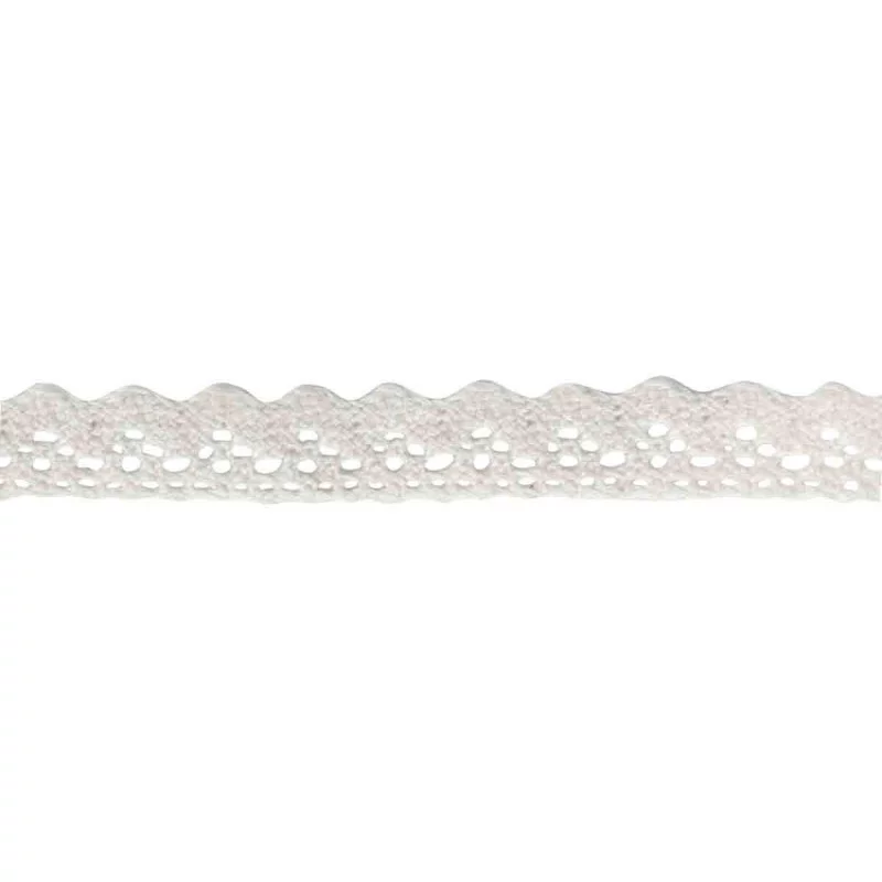 RUBAN DENTELLE COTON ADHESIF BLANC 1,5CM