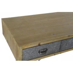 CONSOLE BRUCE EN SAPIN ET MÉTAL AVEC 3 TIROIRS 120X48,5X78cm
