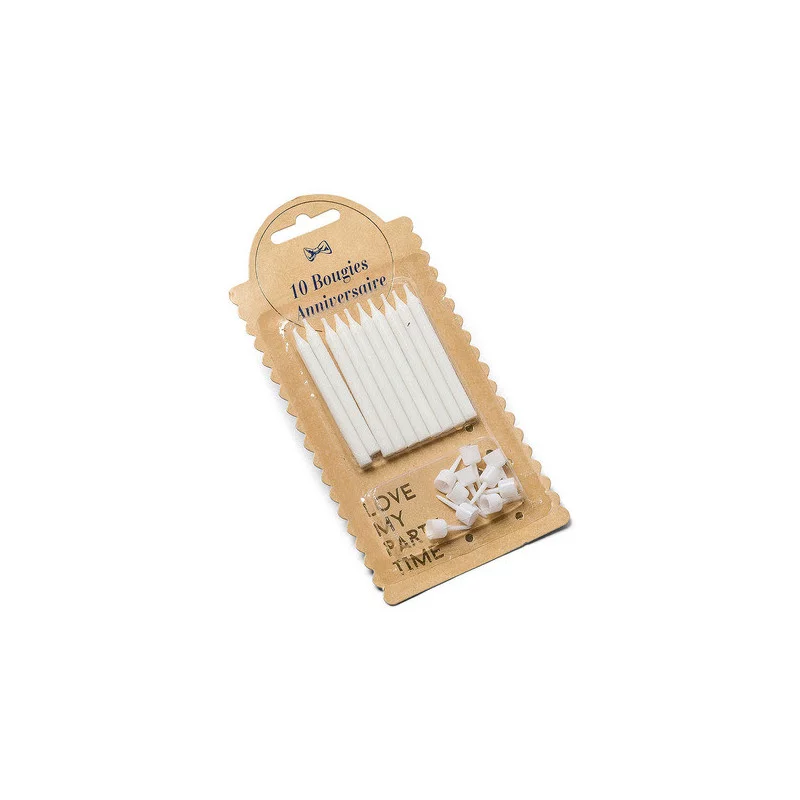 10 BOUGIES BLANCHES PAILLETEES 6cm