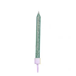 10 BOUGIES ARGENT PAILLETEES 6cm