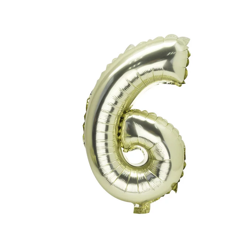 BALLON METAL OR 36CM CHIFFRE 6