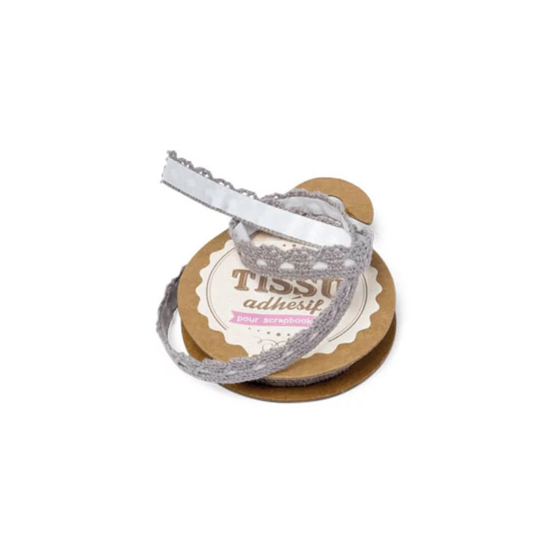 DENTELLE GRISE ADHESIVE 1CMX2M