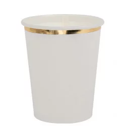 8 GOBELETS BLANC ET OR