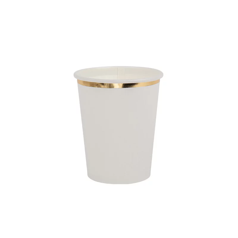 8 GOBELETS BLANC ET OR