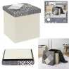 COFFRE POUF PLIABLE PATCHWORK GRIS
