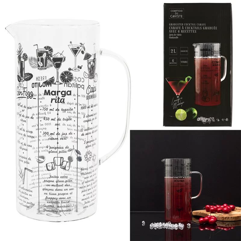 PICHET AVEC RECETTE COCKTAIL 2L EN VERRE