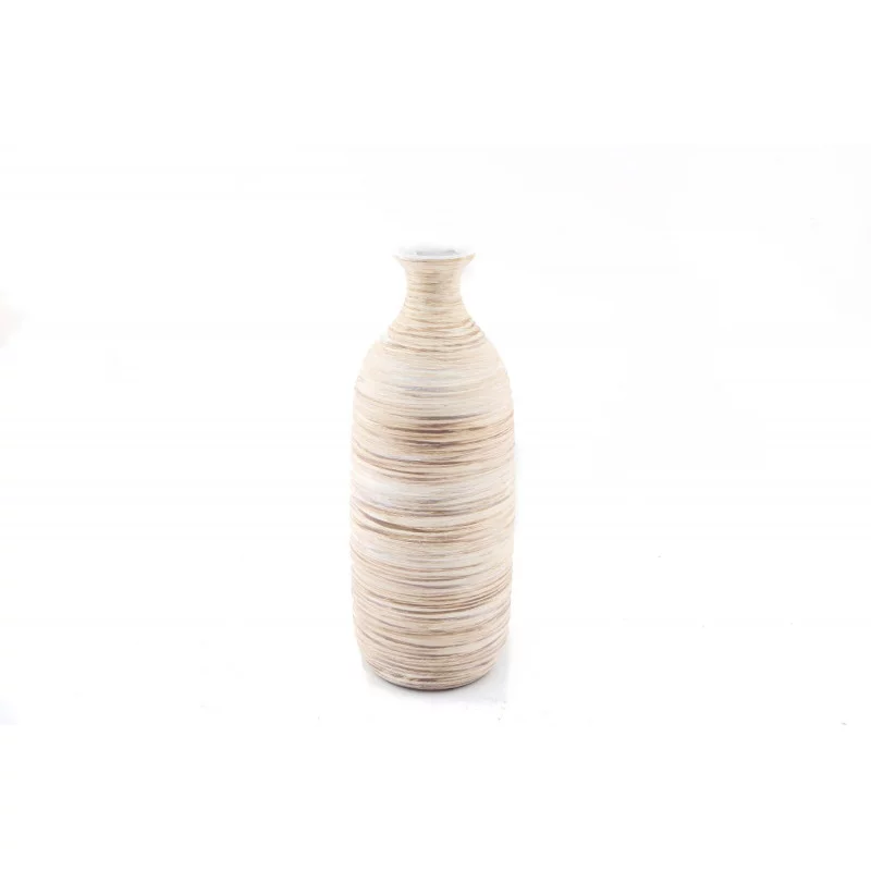 VASE BOUTEILLE NERVURE 10X26CM NATURE