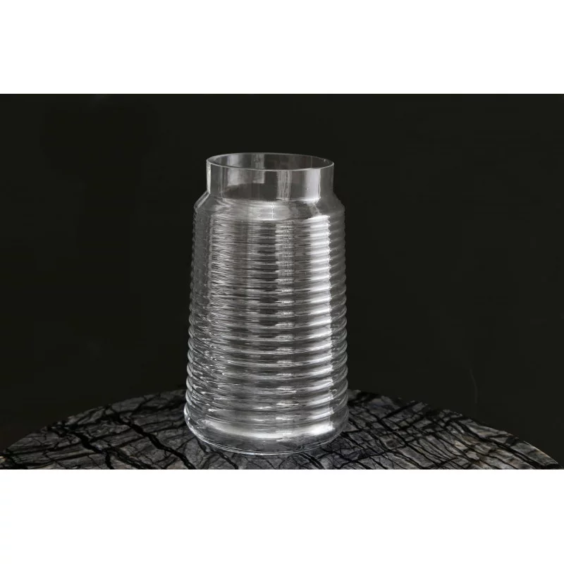 VASE TRANSPARENT NERVURE 20CM VERRE