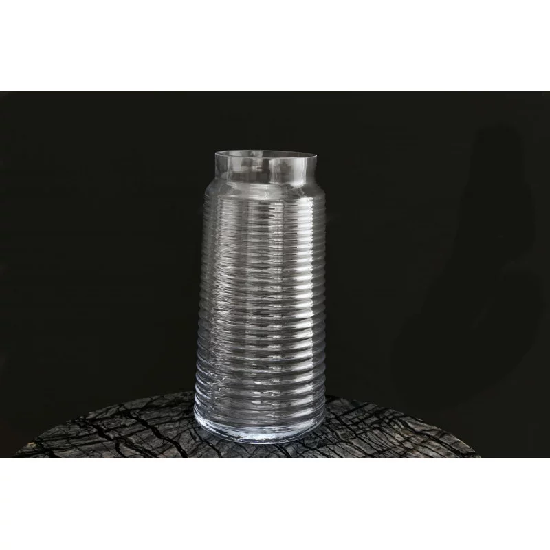 VASE TRANSPARENT NERVURE 25CM VERRE