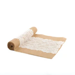 CHEMIN DE TABLE JUTE CENTRE EN DENTELLE