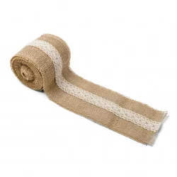 RUBAN JUTE ET DENTELLE 10CMX5M