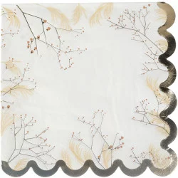 16 SERVIETTES FLEURS DES CHAMPS BLANCHE