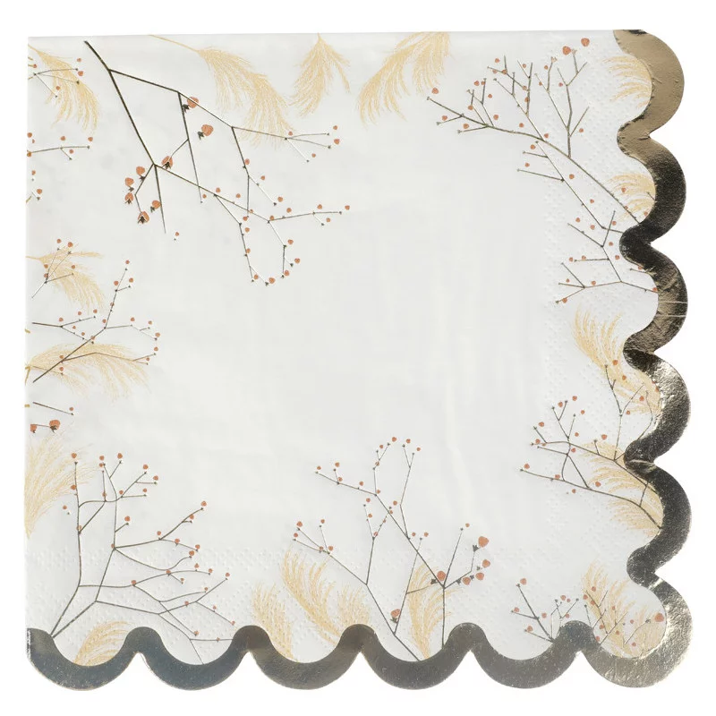 16 SERVIETTES FLEURS DES CHAMPS BLANCHE