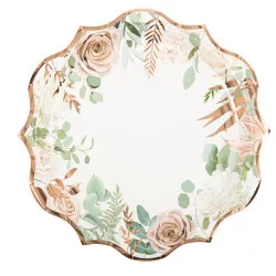 8 ASSIETTES PEONY BLANCHES, ROSES