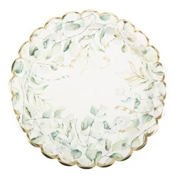 8 ASSIETTES SAUGE GREEN BLANCHES