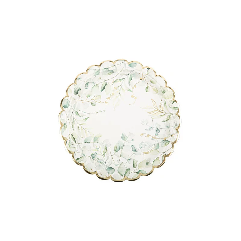 8 ASSIETTES SAUGE GREEN BLANCHES