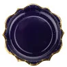 8 ASSIETTES BLEU MARINE ET LISERE OR