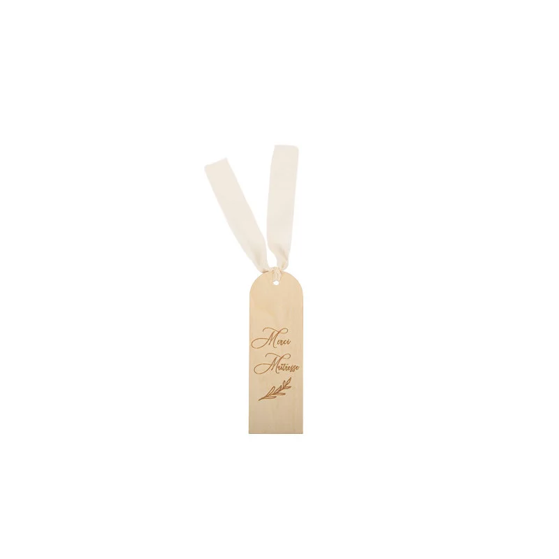 MARQUE-PAGE MERCI MAITRESSE EN BOIS 15X