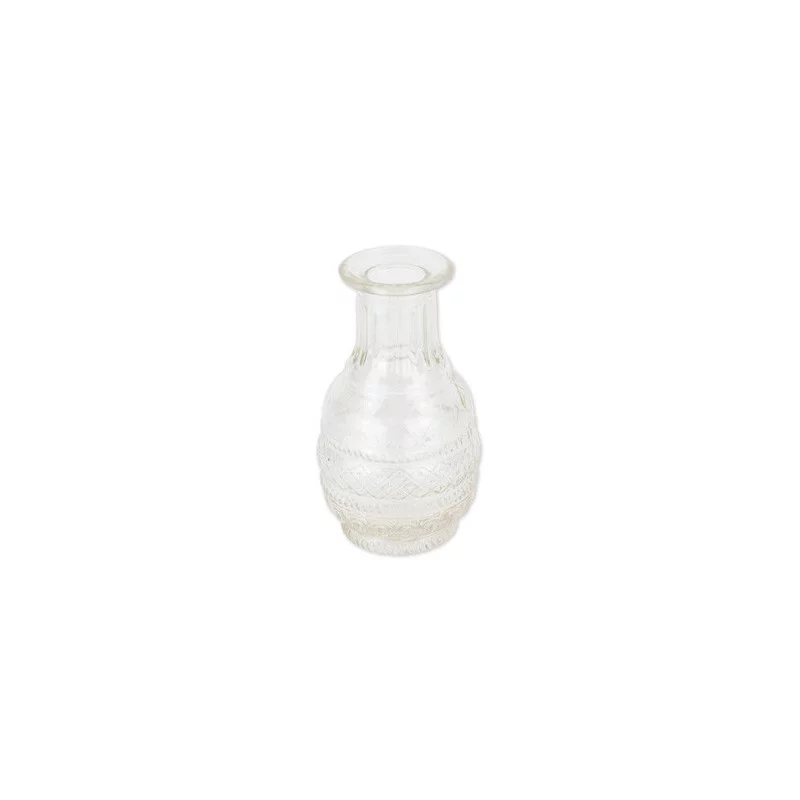 VASE GRAVURE ANCIENNE VERRE ROND 7,5X13