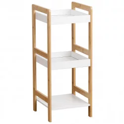 MEUBLE BAMBOU/BLANC 3 ETAGERES MDF