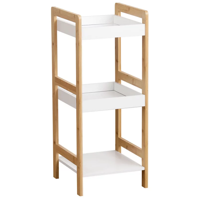 MEUBLE BAMBOU/BLANC 3 ETAGERES MDF