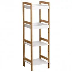 MEUBLE BAMBOU/BLANC 4 ETAGERES MDF