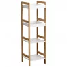 MEUBLE BAMBOU/BLANC 4 ETAGERES MDF