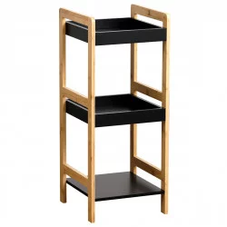 MEUBLE BAMBOU/NOIR 3 ETAGERES MDF