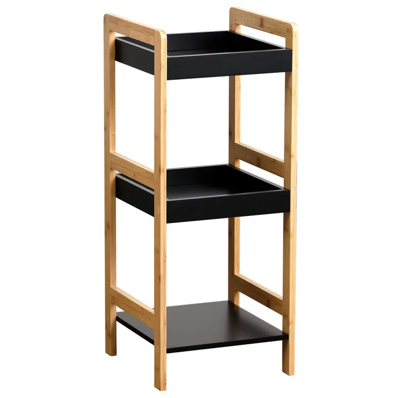 MEUBLE BAMBOU/NOIR 3 ETAGERES MDF