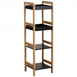 MEUBLE BAMBOU/NOIR 4 ETAGERES MDF