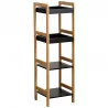 MEUBLE BAMBOU/NOIR 4 ETAGERES MDF