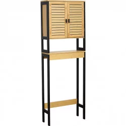 MEUBLE DESSUS WC CEBU NOIR/BAMBOU 2 PORT