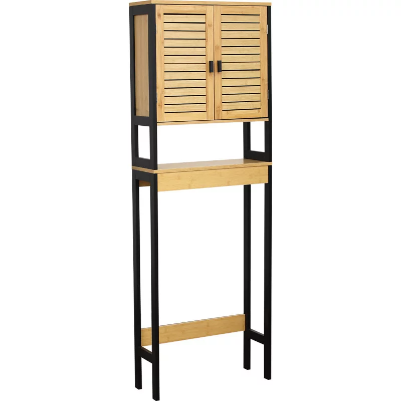 MEUBLE DESSUS WC CEBU NOIR/BAMBOU 2 PORT