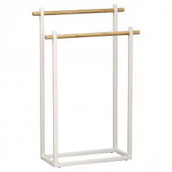 PORTE SERVIETTES BLANC ET BAMBOU METAL R