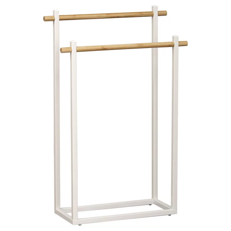 PORTE SERVIETTES BLANC ET BAMBOU METAL R