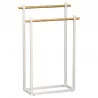 PORTE SERVIETTES BLANC ET BAMBOU METAL R