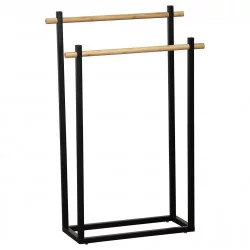 PORTE SERVIETTES NOIR ET BAMBOU METAL RE