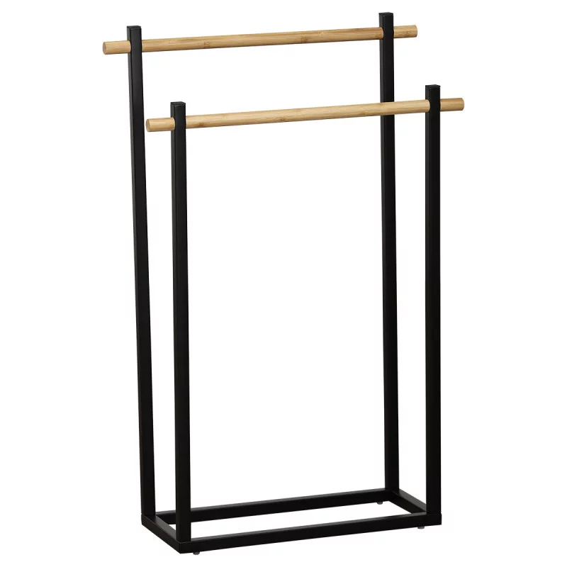PORTE SERVIETTES NOIR ET BAMBOU METAL RE