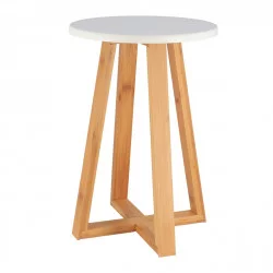 TABOURET SALLE DE BAIN PIEDS BAMBOU BLAN
