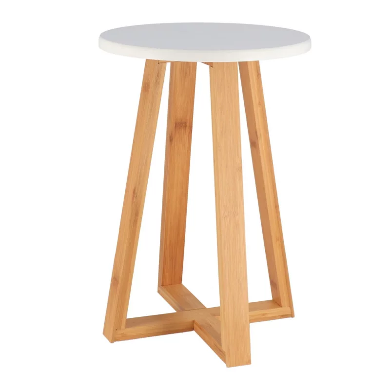 TABOURET SALLE DE BAIN PIEDS BAMBOU BLAN
