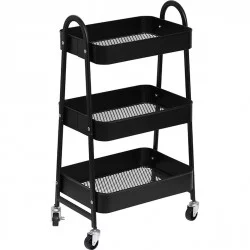 DESSERTE METAL SUR ROULETTES 3 NIVEAUX -