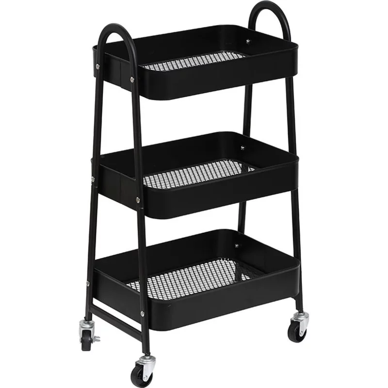 DESSERTE METAL SUR ROULETTES 3 NIVEAUX -